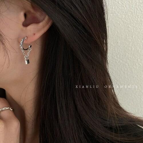 ​ZDMXJL 2021 New Fashion Womens Earrings Fine Retro Metal Lock Eardrop Earrings For Women Party Girl Jewelry Gifts Wholesale