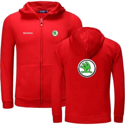 2021 New Plain Mens SKODA Zip Up Hoody Jacket Sweatshirt Hooded Zipper male Top Outerwear