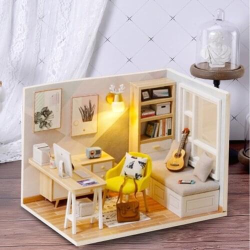 New DIY Room Toys Kit Princess Doll House Handmade Assembling Model Furniture 3D Wooden Dollhouse Toys for Birthday gifts#20