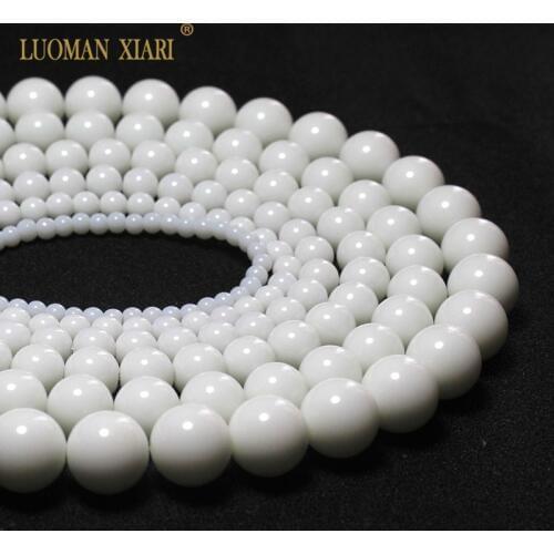 Wholesale Natural White Porcelain Stone Beads For Jewelry Making Ceramic DIY Bracelet Material 4/6/8/10/ 12/14 mm Strand 16