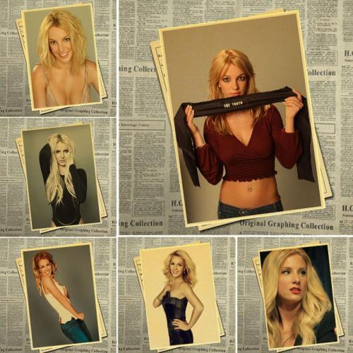 Kraft-Paper Print Poster of Britney Spears Valuable Collection Retro Poster Sexy Woman Decor in Bar / Home-Wall-Sticker