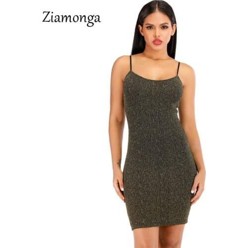 Ziamonga O Neck Sexy Shiny Club Dress Black Gold Mini Ladies Dresses For Women Ribben Bodycon Summer Dress Spaghetti Strap 2020