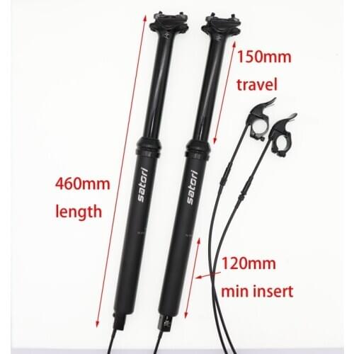 Dropper seatpost height adjustable 150mm travel remote control internal external cable routing bike 30.9 31.6mm seat post