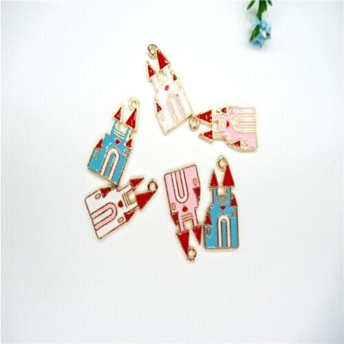 10pcs castle Charms Enamel Pendants For Jewelry Making Supplies Diy Jewelry Materials Earrings Accessories