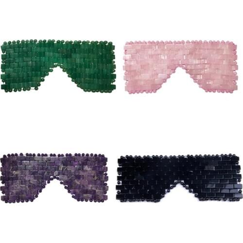 Rose Quartz Jade Eye Mask Face Massage Natural Stone Facial Massager Cold Therapy Sleep Eye Mask Facial Massage Tool With Box
