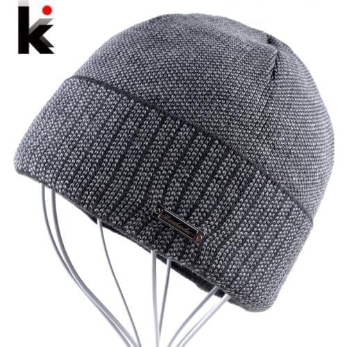 Mens Skullies Autumn And Winter Beanie Hat Knitted Wool Men Cap Skullies Bonnet Hats For Men Toucas De Inverno