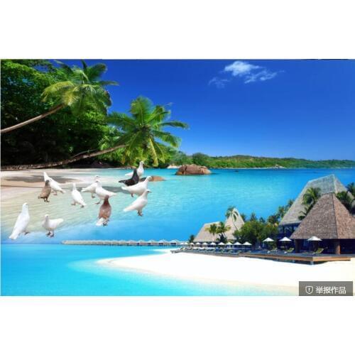 WDBH Custom photo 3d wallpaper Beautiful fantasy seascape coconut tree beach scenery room 3d wall murals wallpaper for walls 3 d