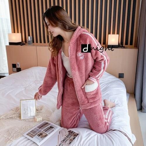 5xl Plus Size Women Pajamas Winter Hoodies Warm Flannel Laides Velvet Set Nightgrown Sweatshirt Warm Coral Fleece Home Clothes