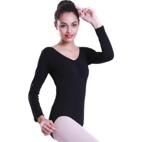 Lady Long Sleeve Jumpsuit Female Gymnastics Dance Practice Dress Girls Ballet Dance Suit Cotton Sleeved Suit Dance Wear D-0612