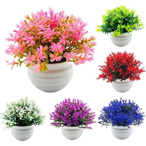1 Set Artificial Plant Pot Ornamental Photo Props Plastic Desktop Fake Grass Plants for Outdoor