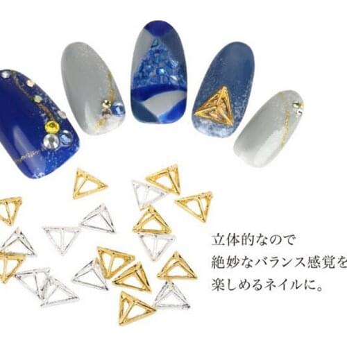 10Pcs/Lot Punk Style Rose Gold Silver Hollow 3D Triangle Bride DIY Accessories Metal Nail Art Deco Charms Design for Manicure