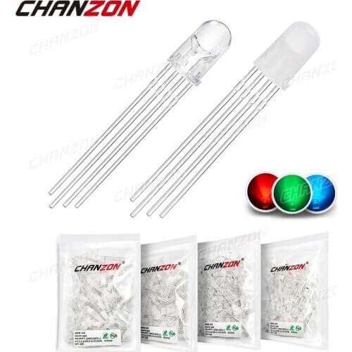 100pcs 5mm RGB LED Emitting Diode Micro Indicator Arduino Red Green Blue Multicolor Common Anode Cathode 3V DIY PCB Circuit Bulb