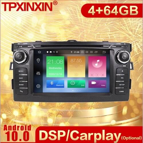 2 Din Carplay Android Radio Receiver Multimedia Stereo For Toyota Auris 2006 2007 2008 2009 2010 2011 2012 BT Recorder Head Unit
