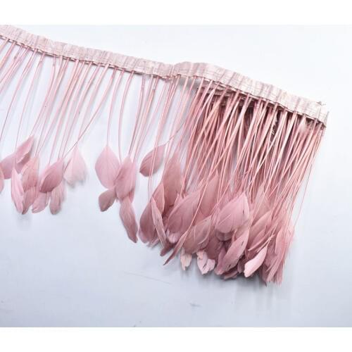 2Yards/Lot Leather Pink Natural Stripped Coque Rooster Tail Feather Trim Width 10-15CM Sewing Decorative Feathers for Crafts