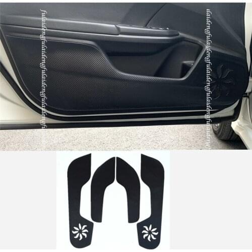 4pcs For Honda Civic 2016-2020 New Carbon fiber leather Door Anti Kick Pad Protective Trim cover Car Accessories