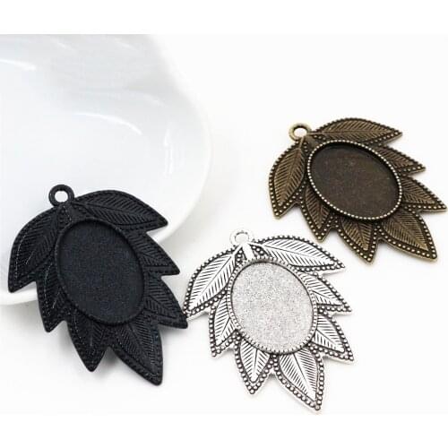 5pcs 18x25mm Inner Size 3 Colors Flowers Style Cameo Cabochon Base Setting Charms Pendant necklace findings