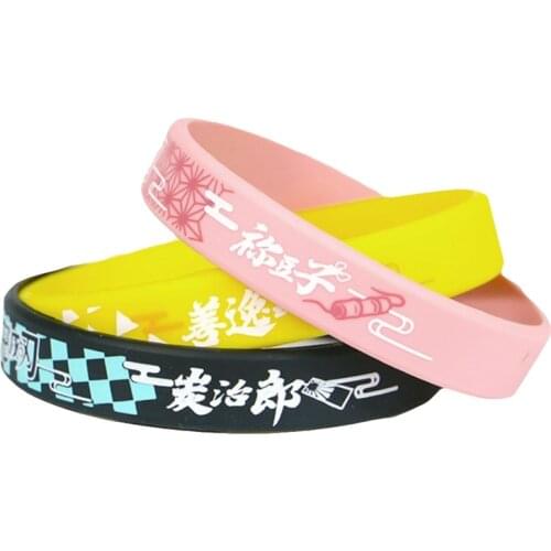 Anime Demon Slayer Cosplay Charm Bracelets Kimetsu No Yaiba Silica Gel Bracelet Men Women 3D Printing Hip Hop Accessories
