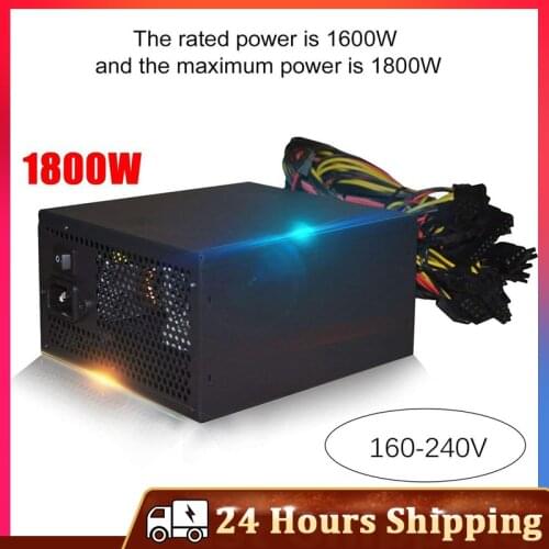 1800W Modular Mining Power Supply for 8 GPU ETH Rig Ethereum Miner 110-240V Active PFC Circuit Power Source UY8