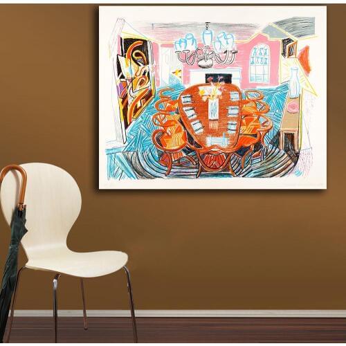 Large Size Tyler Dining Room by DAVID HOCKNEY Painting Home Decor On Canvas Modern Wall Art Canvas Print Canvas Painting