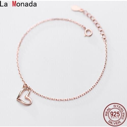 La Monada Luxury Fine Silver 925 Jewelry Bracelet Female Woman Hollow Heart Minimalist Bracelets For Women Silver 925 Sterling