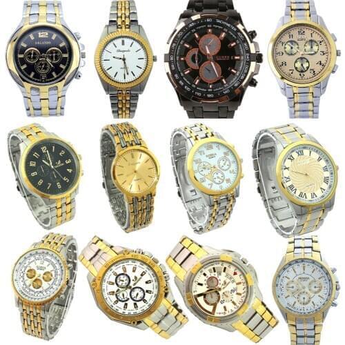 10PCS/Lot, Wholesales Price Mixed Bulk Men Fashion Watches Stainless Steel Quartz Alloy Band Business Luxury Wristwatches NGT1