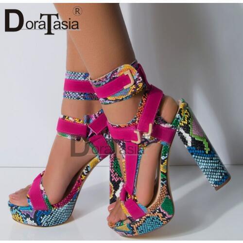 DORATASIA Big Size 34-43 Luxury Brand Lady High Heels Gladiator Sandals Platform Colorful Summer Sandals Women Party Shoes Woman