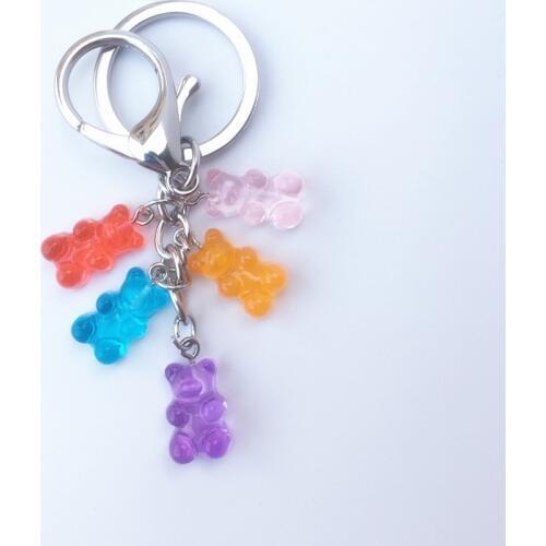 Candy Resin Multicolors Lovely Bear keychain for Door Car Charm Dangle Pendant Cute Girl Dangle Jewelry Gift