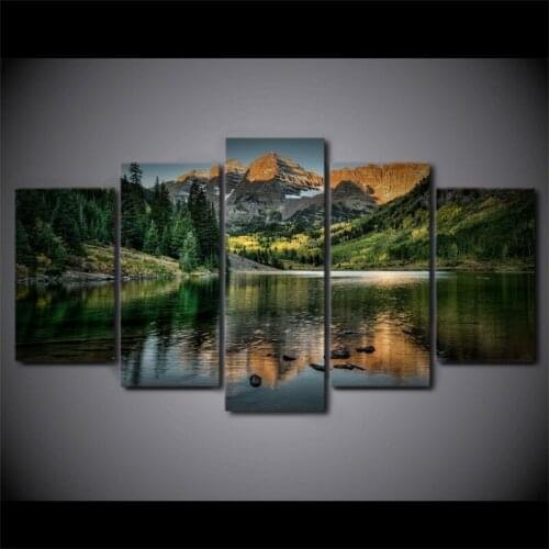 No Framed Colorado Ozero Mountain 5 Pcs Canvas Picture Print Wall Art Canvas Painting Wall Decor for Living Room