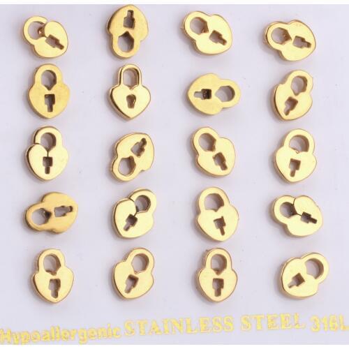 LUXUKISSKIDS Classic Kids Men Lock stainless steel gold Color Stud Earrings For Women Fashion Jewelry pendientes oorbellen brico