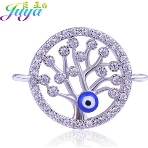 Juya DIY Bracelets Making Material Copper Life Tree Lucky Evil Eye Connector Charms For Handmade Earring Bracelet Jewelry Making