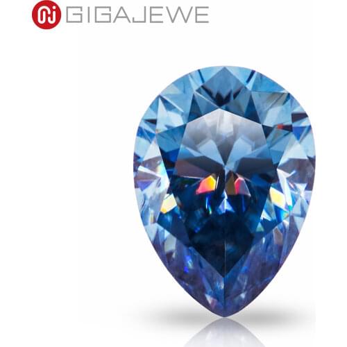 GIGAJEWE Customized Pear Blue Cut Color VVS1 Natural Growth Moissanite Loose Diamond Test Passed Gemstone For Jewelry Making