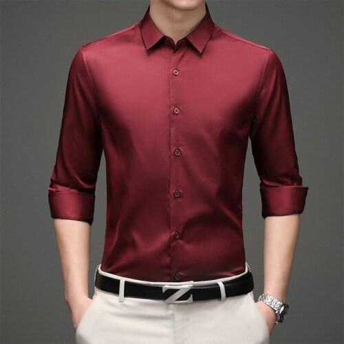 Men Dress Shirt Non Iron Fashion Long Sleeve Business Shirts for Men Solid Formal Regular Fit Office Camisa Social Masculina