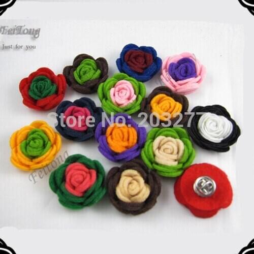 Men 3CM Non-woven flowers felt flower with clutch pin 20pcs/lot Free shipping