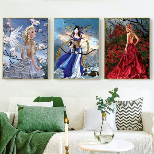 Diy 5D Diamond Art Painting History Fairy Maid Full Square Round Drill Embroidery Cross Stitch Kit Painting Home Wall Decor