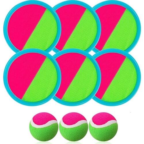 Toss and Catch Ball Set, Catch Game Toys for Kids,with 6 Paddles and 3 Balls,for Backyards for Kids/Adults/Family