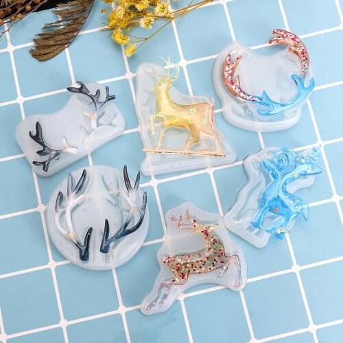Antler Silicone Mold Set DIY Mirror Fawn Mold Handmade Antlers Making Elk Series Silicone Mold Pendant Pendant Decoration