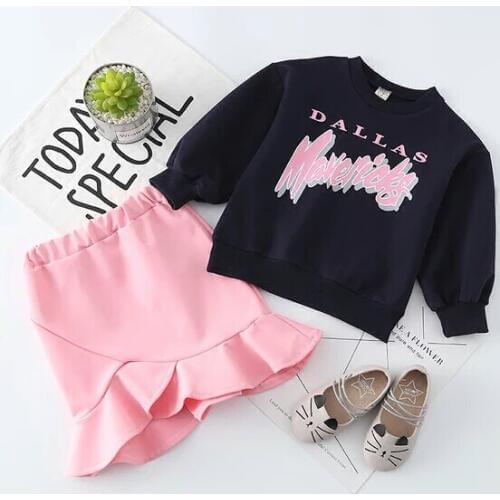 2018 Baby Girl Sring Fall Clothing Set Girls Kids Fashion Princess 2pcs Suits(Printed Shirts+Skirts) Children Clothes Outfits