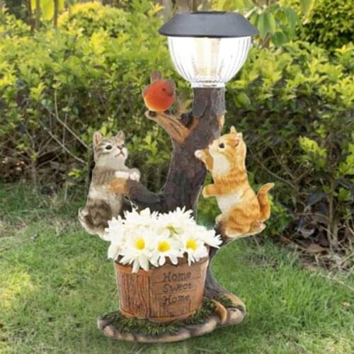 Garden Animals Statues Light Resin Animal Lawn Statues Lamps Outdoor Landscape Statue Light Solar Lights Home Garden Decoration