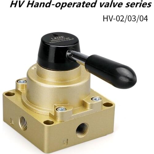 Pneumatic three-way four-way hand-operated rotary valve HV-02/0304 manual switch K34R6-8 8D 8L hand-operated valve reversing val