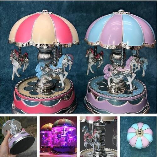 Girls Gift Xmas Birthday Gift Light Music Box LED Carousel Musical Toy for Kids