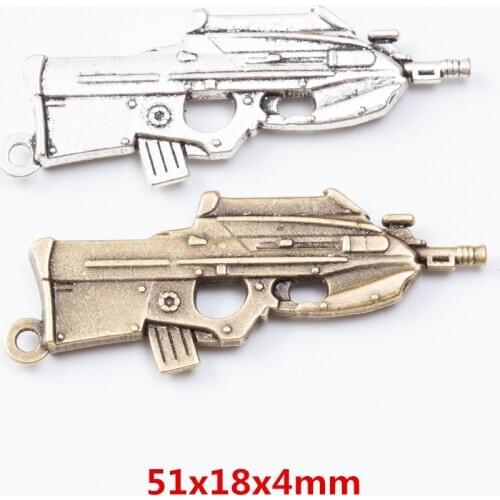 8 pieces of retro metal zinc alloy gun pendant for DIY handmade jewelry necklace making 7272