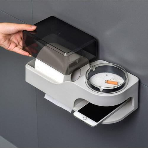 Hanging Cigarette Storage Rack Bathroom Wall Stainless Steel Ashtray Toilet Storage Cup Cigarette Tool Box Waterproof tissue box