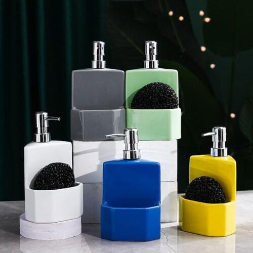 Portable Liquid Soap Dispenser Ceramic Bottle with Soap Holder for Kitchen Bathroom Accessories Homehold Manual Soap Dispensers