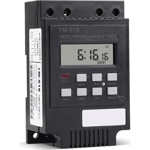 30A 7 Days Weekly Programmable Electronic Digital Timer Switch Relay Control Timer 220V Heavy Load TM616 Din Rail Mount Timer