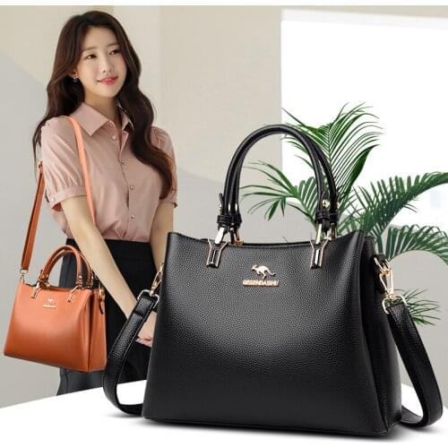 Luxury Pu Leather Handbags for Women 2021 Top Handle Bags Black Simple Shoulder Bags Casual Tote Bags Female Crossbody Hand Bag