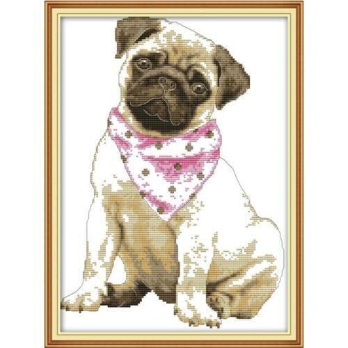 A Dog with A Red Scarf Cross Stitch Patterns Printed Fabric 14ct 11ct Handmade Embroidery Thread Sets DIY Counted Needlework Kit