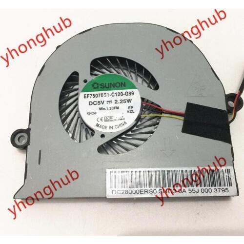 SUNON EF75070S1-C120-G99 DC 5V 2.25W 3-Wire Laptop Cooling Fan