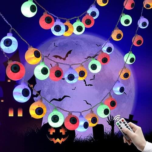 Battery Operated 3M 30LED Halloween Party Decoration Lights Eyeball Light String DIY Halloween Courtyards Home Decor Supplies