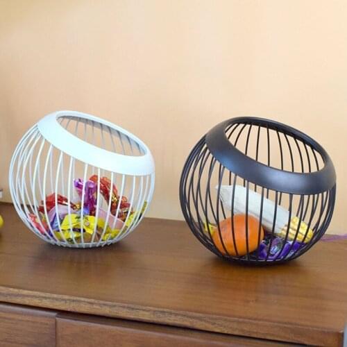 Home Living Room Fruit Plate Woven Iron Wire Hollow Storage Fruit Vegetable Basket Round Elegant Picnic Tray Drying Food Dustpan