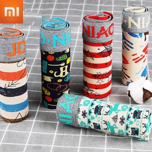 Xiaomi 5Pcs/Men Boxer Shorts Printed Men Boxer Shorts Soft Breathable Pure Cotton Sexy Underpants Men Men Underwear